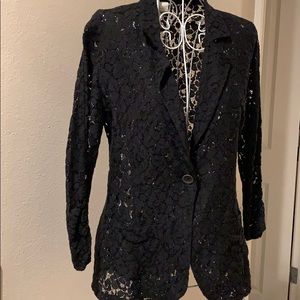 See thru floral lace blazer